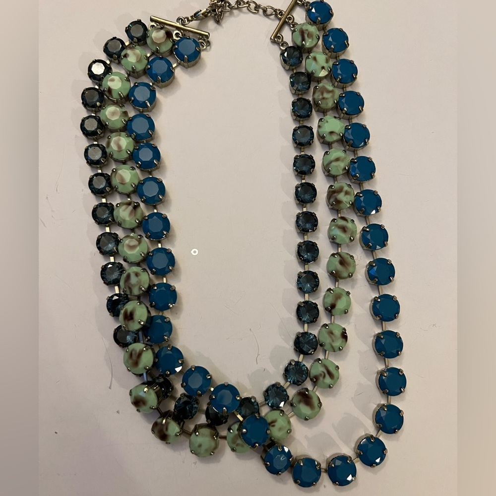 JCrew multi-layer necklace in shade of blue. For evening and professional wear.